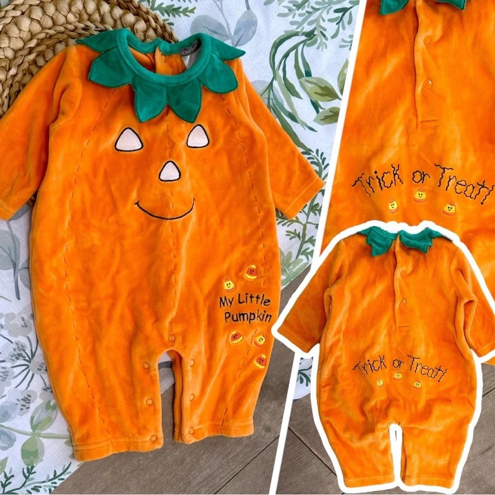 NEW Vintage Y2K Baby Halloween Costume Carter's Pumpkin Jumpsuit Costume 1 Piece - Picture 2 of 16